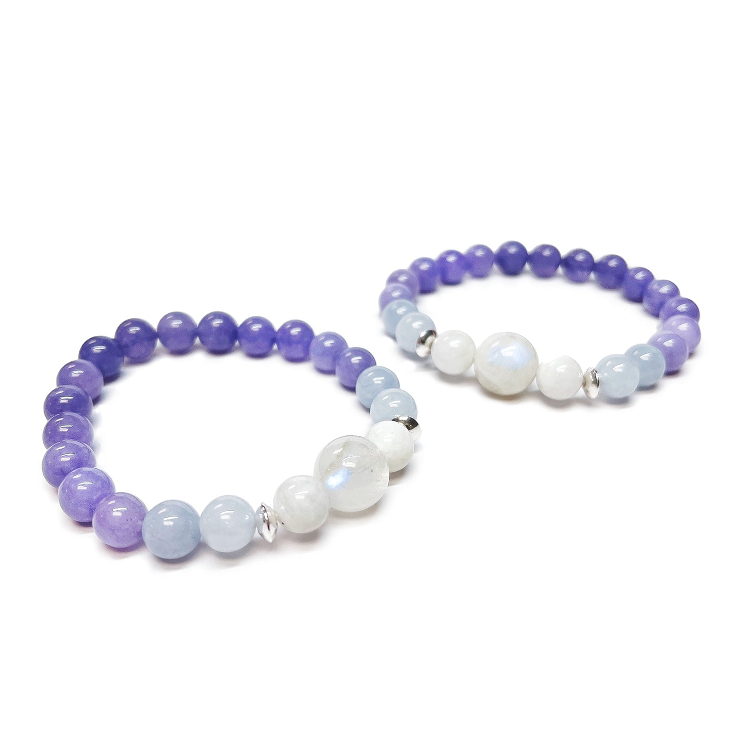 marian skincare holiday gift set includes the bracelet: a handmade crystal bead bracelet of Angelite, Aquamarine, and Moonstone crystals with stainless embellishments.